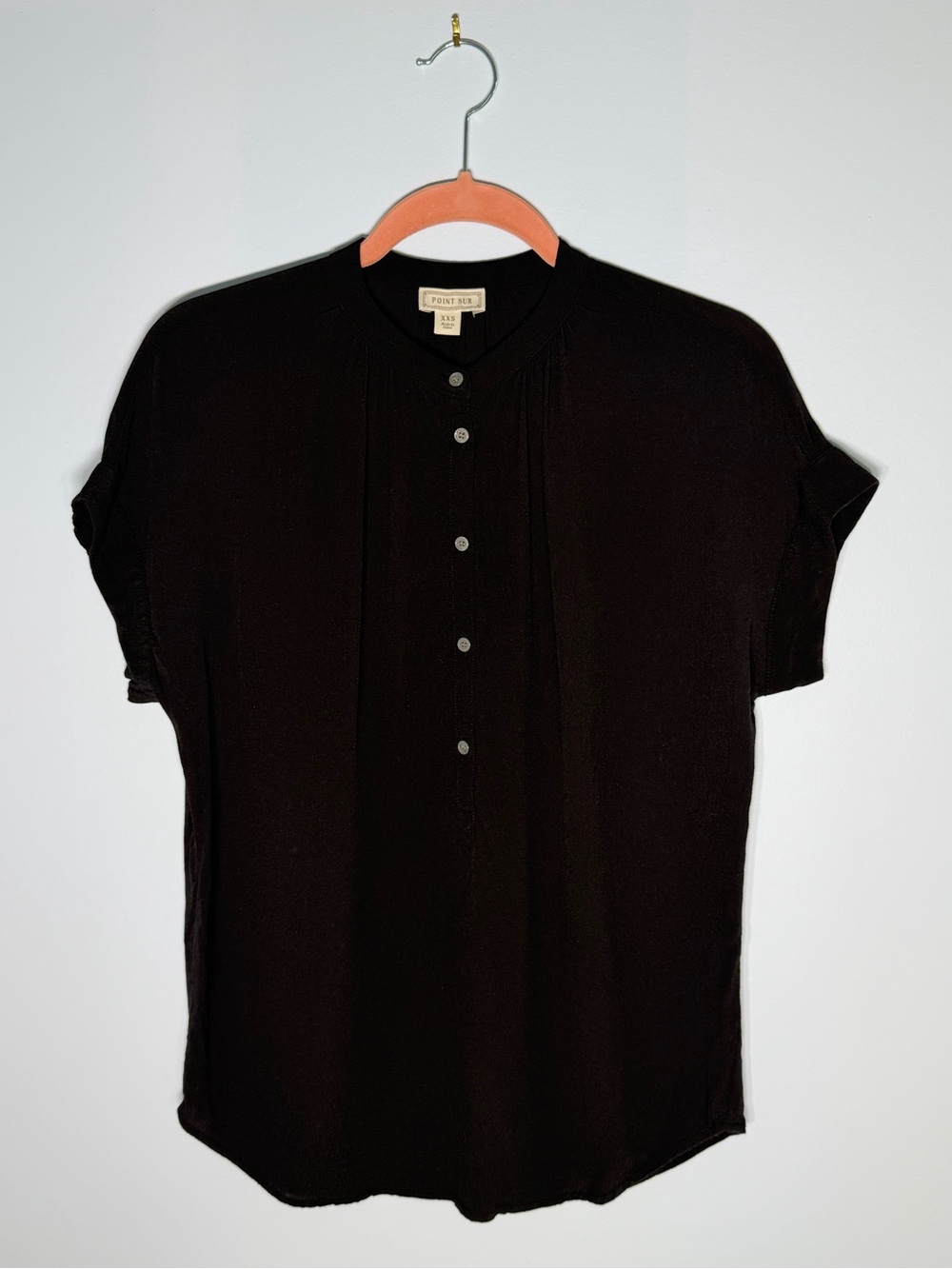 J.Crew Point Sur Black Viscose Popover Blouse XXS